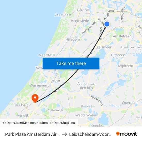 Park Plaza Amsterdam Airport to Leidschendam-Voorburg map