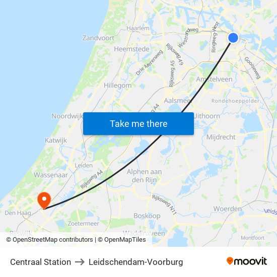 Centraal Station to Leidschendam-Voorburg map