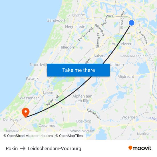 Rokin to Leidschendam-Voorburg map