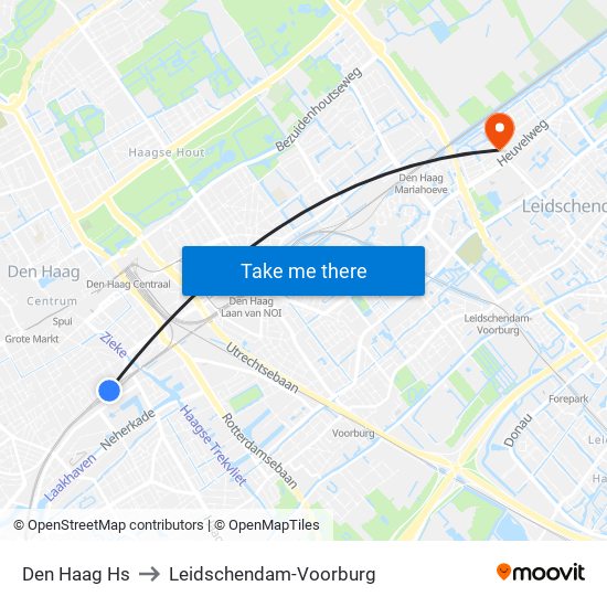 Den Haag Hs to Leidschendam-Voorburg map