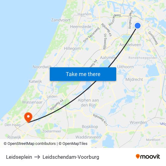 Leidseplein to Leidschendam-Voorburg map