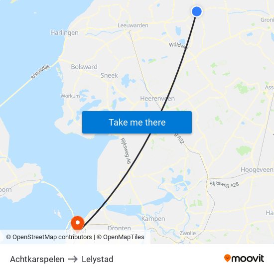 Achtkarspelen to Lelystad map