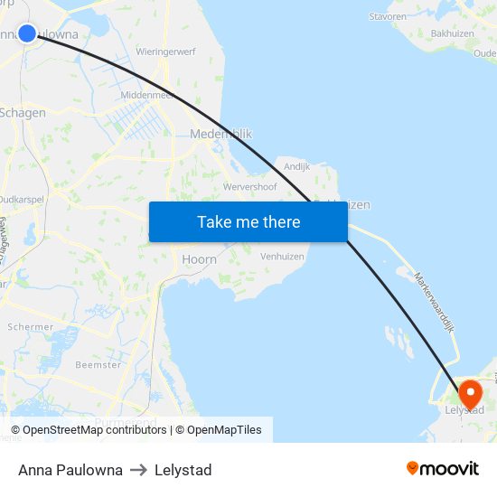 Anna Paulowna to Lelystad map