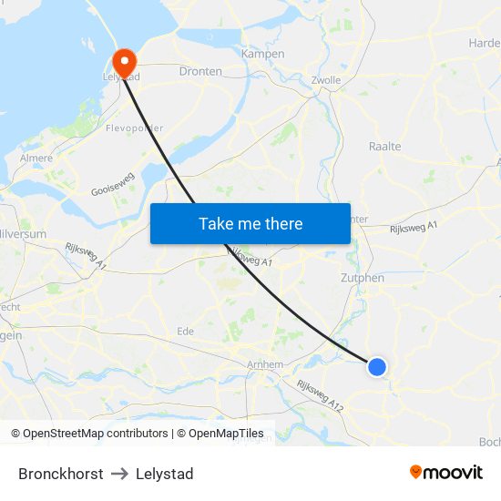 Bronckhorst to Lelystad map