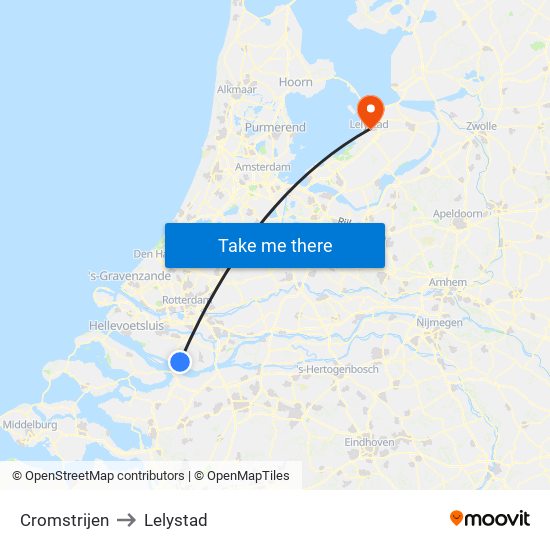 Cromstrijen to Lelystad map