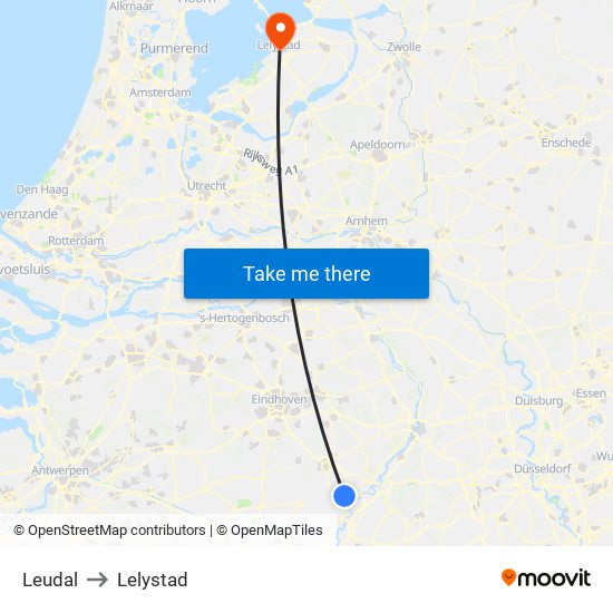 Leudal to Lelystad map