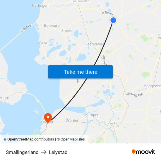 Smallingerland to Lelystad map