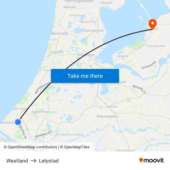 Westland to Lelystad map