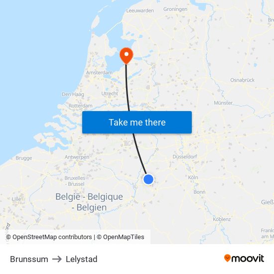 Brunssum to Lelystad map