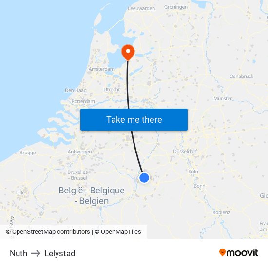 Nuth to Lelystad map