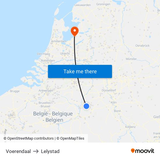 Voerendaal to Lelystad map