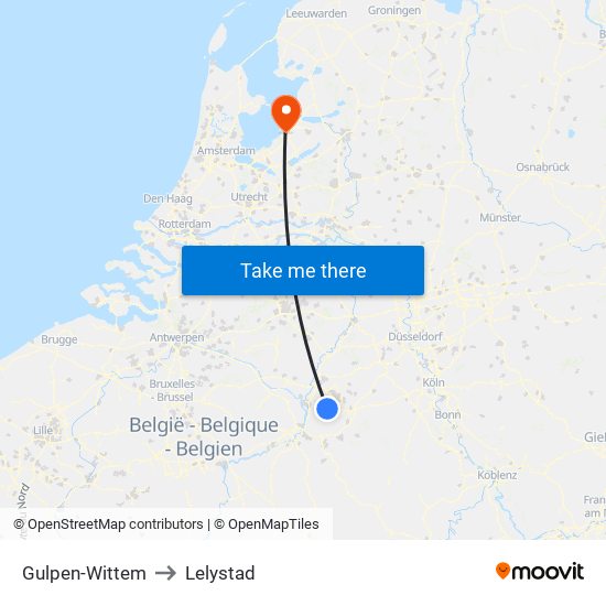 Gulpen-Wittem to Lelystad map