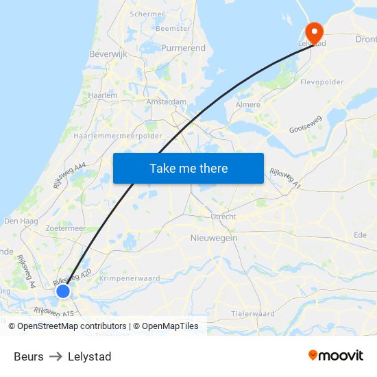 Beurs to Lelystad map