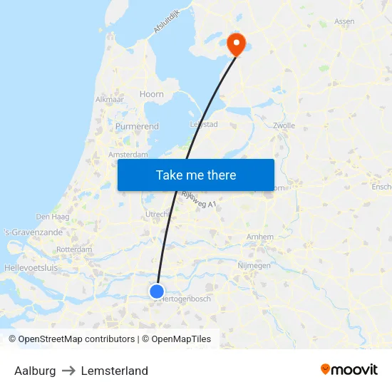 Aalburg to Lemsterland map