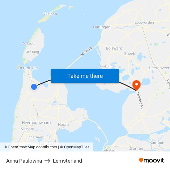 Anna Paulowna to Lemsterland map