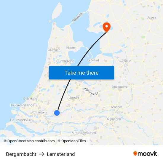 Bergambacht to Lemsterland map