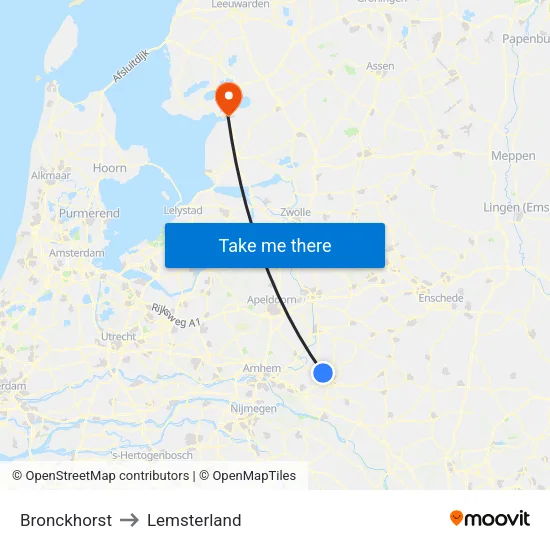Bronckhorst to Lemsterland map