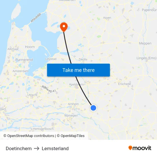 Doetinchem to Lemsterland map