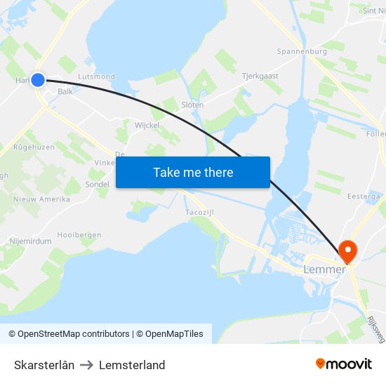 Skarsterlân to Lemsterland map