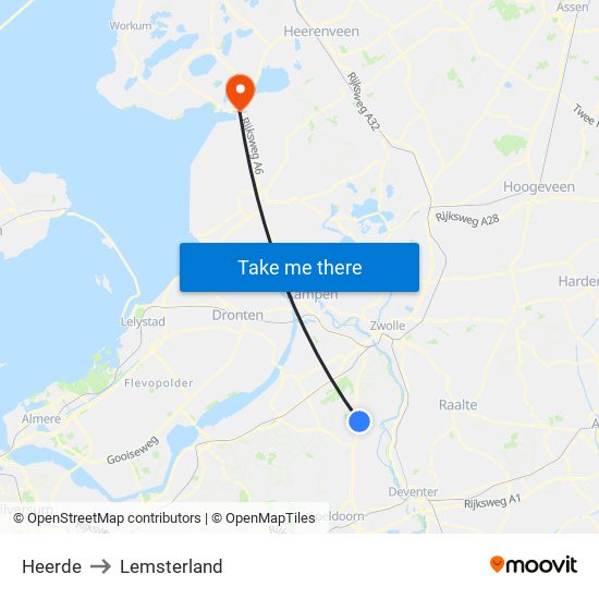Heerde to Lemsterland map