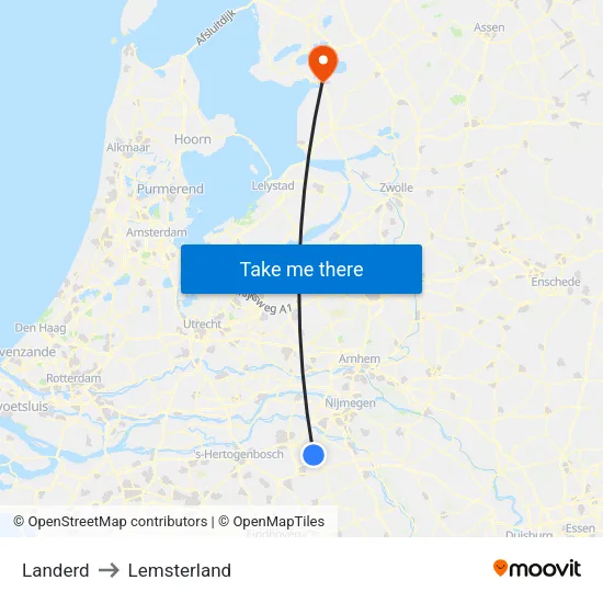 Landerd to Lemsterland map