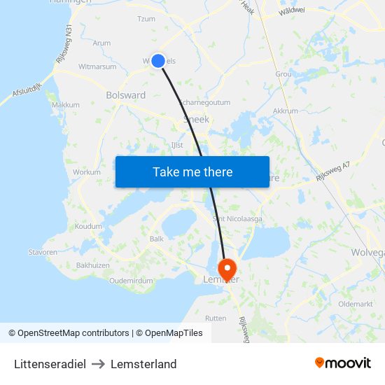 Littenseradiel to Lemsterland map