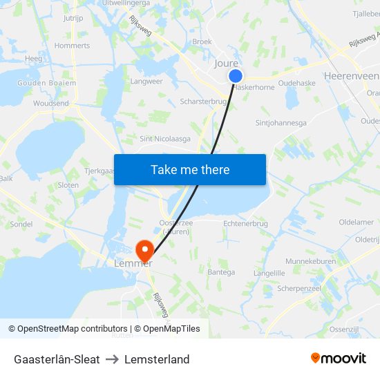 Gaasterlân-Sleat to Lemsterland map