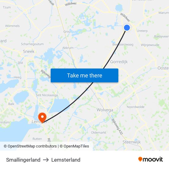 Smallingerland to Lemsterland map