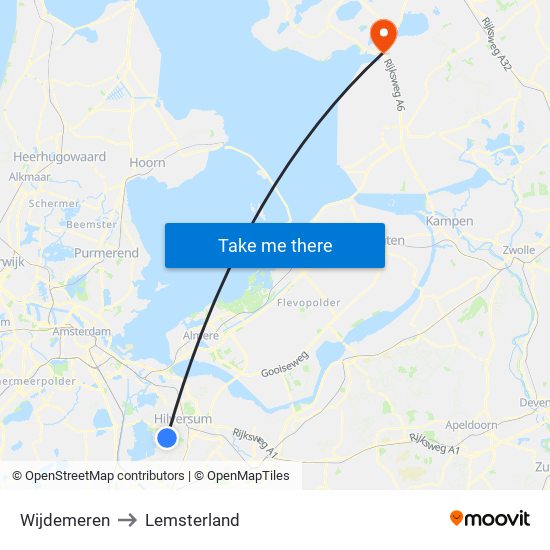 Wijdemeren to Lemsterland map