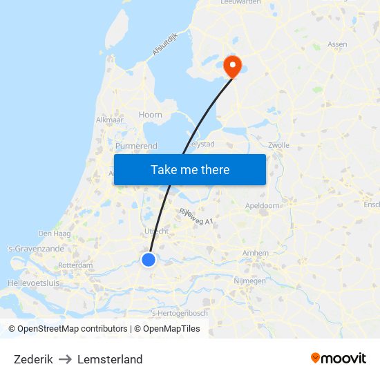 Zederik to Lemsterland map