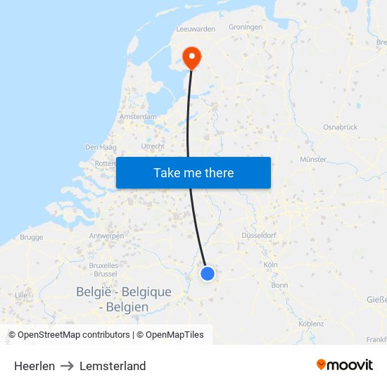 Heerlen to Lemsterland map