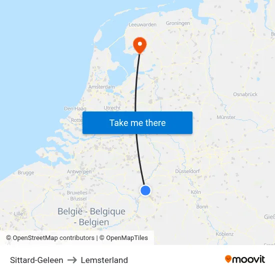 Sittard-Geleen to Lemsterland map