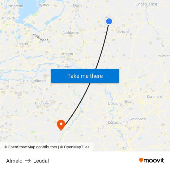 Almelo to Leudal map