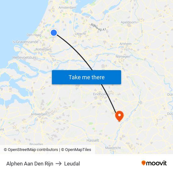 Alphen Aan Den Rijn to Leudal map