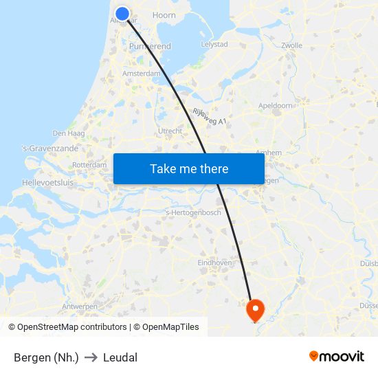 Bergen (Nh.) to Leudal map