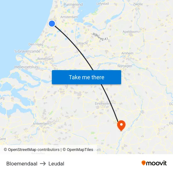 Bloemendaal to Leudal map