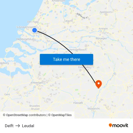 Delft to Leudal map