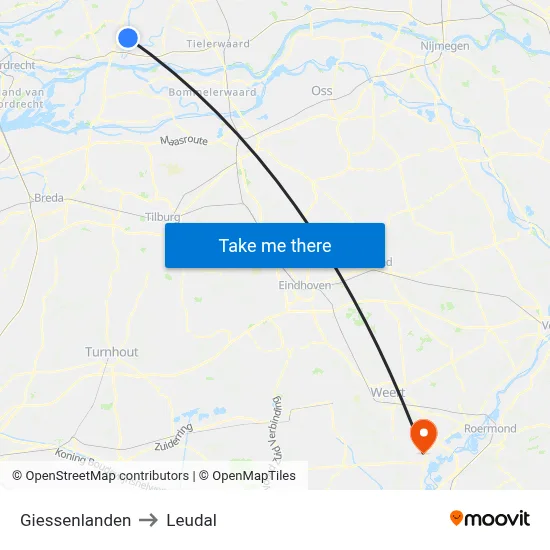 Giessenlanden to Leudal map
