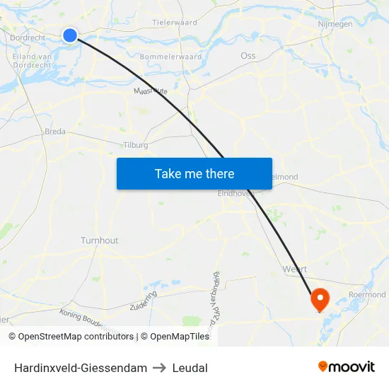 Hardinxveld-Giessendam to Leudal map