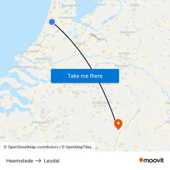 Heemstede to Leudal map