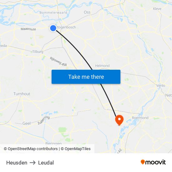 Heusden to Leudal map