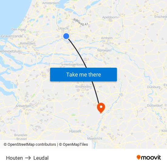 Houten to Leudal map