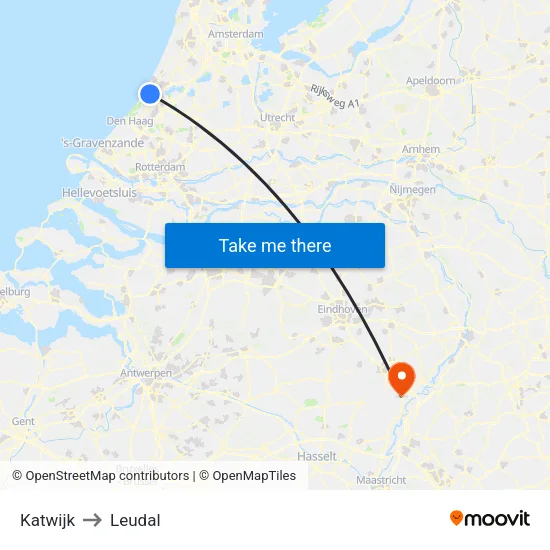 Katwijk to Leudal map