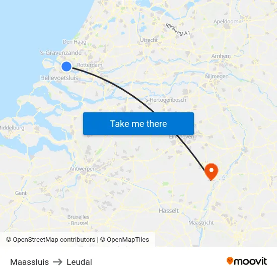 Maassluis to Leudal map