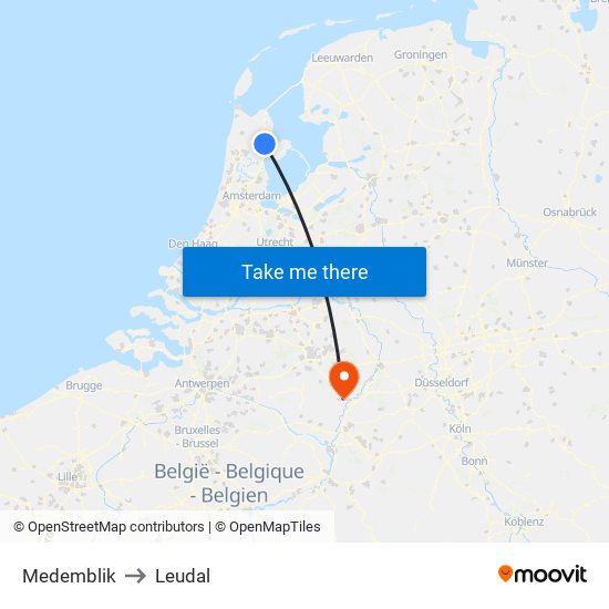 Medemblik to Leudal map