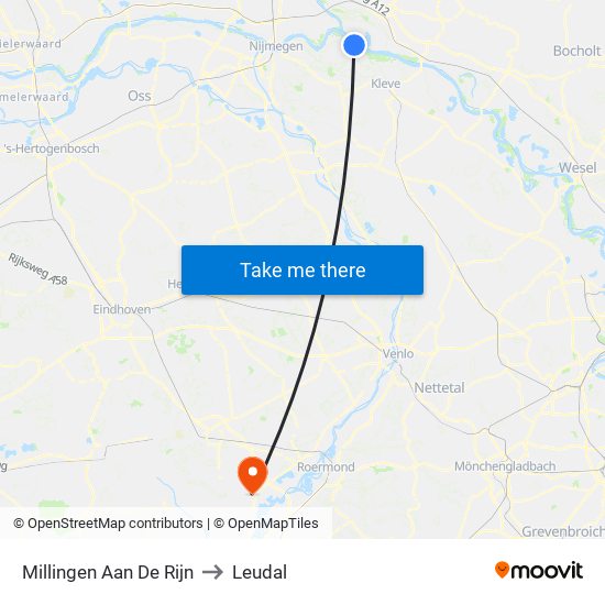 Millingen Aan De Rijn to Leudal map