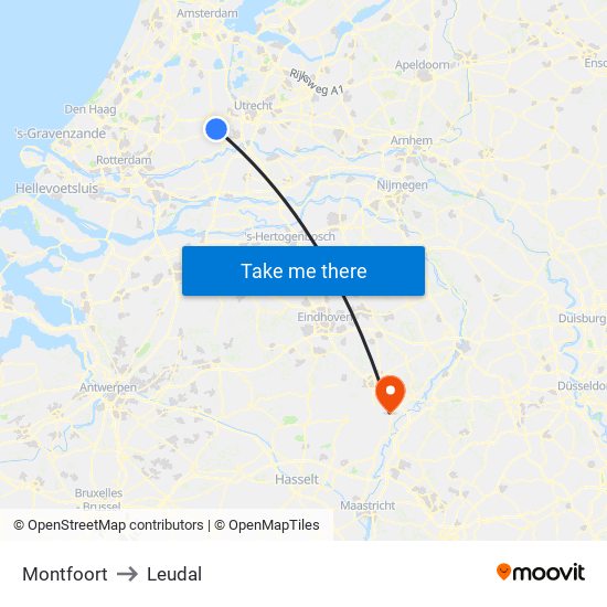 Montfoort to Leudal map