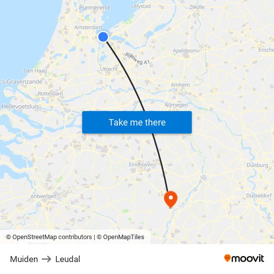 Muiden to Leudal map