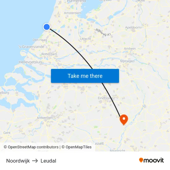 Noordwijk to Leudal map