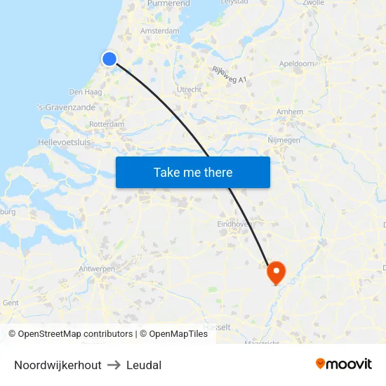 Noordwijkerhout to Leudal map